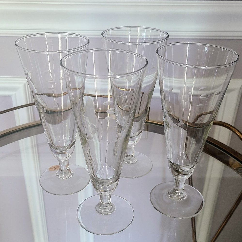 Set of 4 Princess House Heritage Crystal Pilsner Glasses - New in box